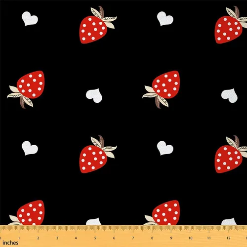 Vista 28 de The Yard - Tela Kawaii – Tapicería decorativa de fresa roja para mujeres, niñas y niños – Lindo arte impermeable para exteriores – 1 yarda, rosa