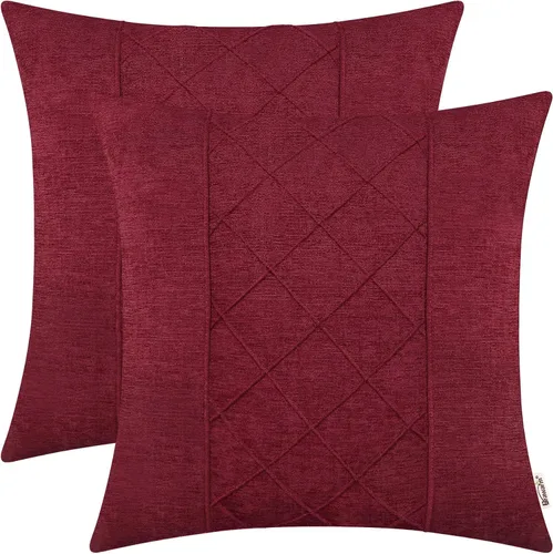 Vista 34 de BRAWARM Fundas de almohada 40x40 cm - Paquete de 2 fundas de almohada de chenilla negra, fundas de almohada de chenilla suave teñida sólida