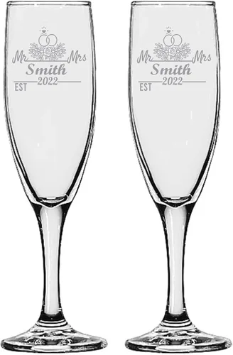 Vista 29 de GIFTS INFINITY® Juego de 2 copas de champán grabadas para boda con corazón de Infinity, copas personalizadas para brindis - Regalo para el Día