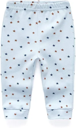 Vista 4 de Paquete de 4 pantalones unisex de algodón para bebé recién nacido, leggings casuales bordados de 0 a 24 meses para niños y niñas