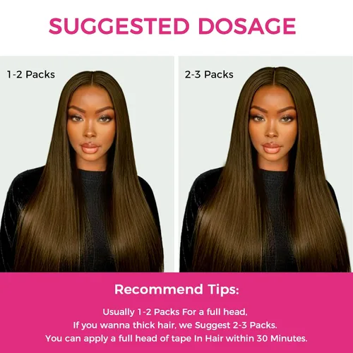 Vista 23 de Extensiones de cabello Lashey de 14 pulgadas; extensiones de cabello humano real lacio color negro azabache con trama adhesiva para mujeres, 20