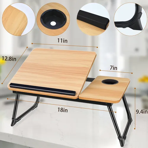 Vista 7 de Mesa portátil ajustable para cama, mesa de cama para portátiles, soporte para portátil para camas, escritorio de regazo plegable para portátiles