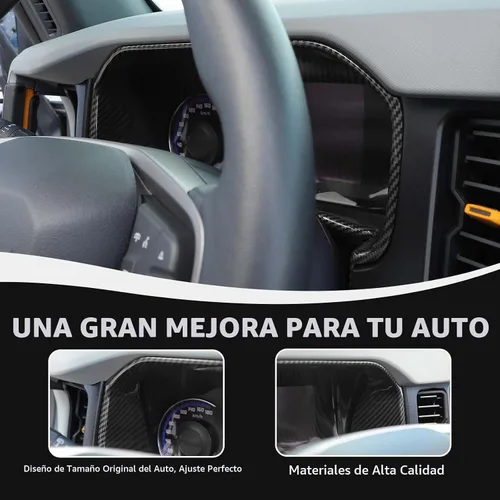 Vista 6 de RAZPOY Cubierta para tablero de instrumentos Bronco, cubierta de tablero de control central compatible con accesorios interiores de fibra de carbono
