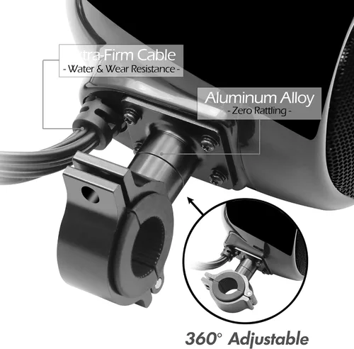 Vista 6 de GoHawk - Amplificador todo en uno de 4.5 pulgadas, rango completo, impermeable, Bluetooth, bocinas estéreo de motocicleta con AUX para manubrio