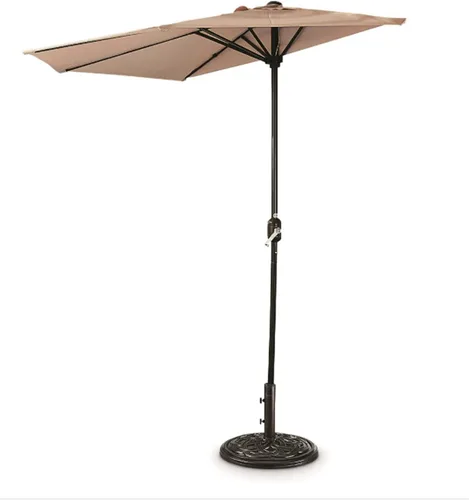 Vista 6 de CASTLECREEK Half Round Patio Umbrella, Outdoor, Garden, Deck, Balcony Shade 8 Feet Verde cazador