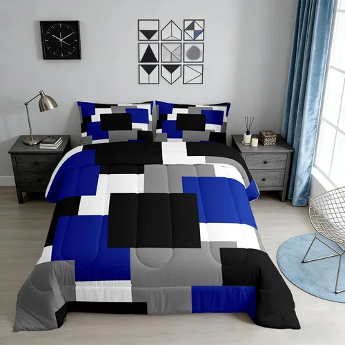 Vista 36 de Castle Fairy Juego de edredón con estampado azteca occidental, juego de ropa de cama geométrica a rayas marrones para niños y adolescentes