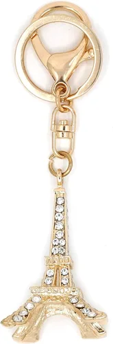 Vista 5 de París Torre Eiffel Viaje Amor Recuerdo Oro Tono Cristales Diamantes de Imitación Mujer Niñas Bolso Bolso Colgante Llavero Llavero, Oro