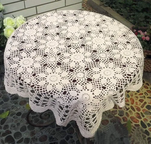 Vista 6 de Damanni Mantel de encaje de ganchillo hecho a mano de algodón beige, cuadrado, 19 pulgadas