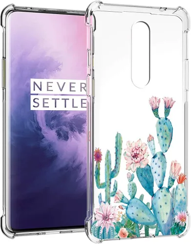 Vista 2 de Funda diseñada para Oneplus 8, funda One Plus 8 a prueba de golpes, transparente, suave, flexible, TPU delgada, protectora para Oneplus 8 (Cactus)