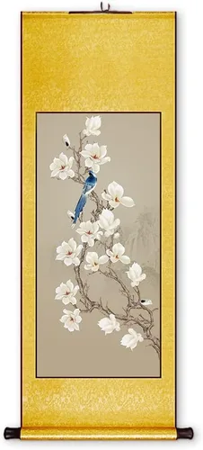 Vista 20 de Xzhipeng Pergamino Pintura colgante vertical Flor pájaro Pintura china Porche Pasillo Pasillo Pintura colgante Pergamino Sala de estar Comedor