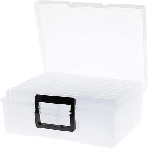 Vista 7 de Caja de almacenamiento de fotos de 5 x 7 pulgadas, 18 contenedores interiores extra grandes para organizar fotos, caja de almacenamiento de plástico