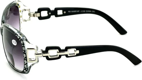 Vista 2 de Gafas de sol de lectura bifocales de gran tamaño para mujer, lentes de lectura vintage para exteriores Negro