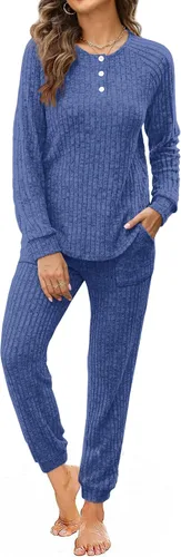 Vista 58 de Wiholl - Conjuntos de dos piezas para mujer: ropa cómoda con sudadera abotonada y pantalones deportivos con bolsillos