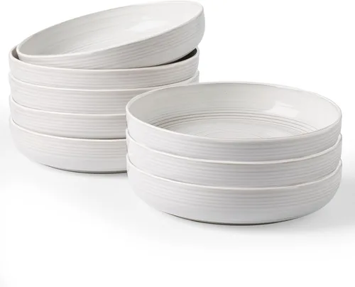 Vista 48 de famiware Milkyway - Juego de 4 cuencos para pasta, 33 onzas, hilo beige