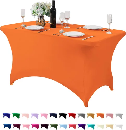 Vista 79 de Mantel de elastano para mesa de 6, 4 o 8 pies, universal, ajustable, para fiestas, banquetes, bodas y eventos, color verde manzana