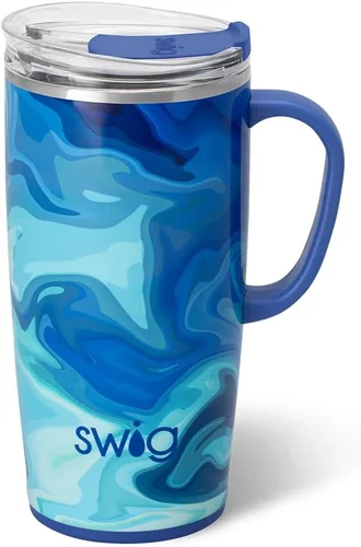 Vista 42 de Swig Life Taza de Viaje de 18 oz, Vaso Aislante con Asa y Tapa, Taza de Café de Viaje, Compatible con Portavasos, Acero Inoxidable, Vaso de 18 oz