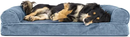 Vista 43 de Furhaven - Cama ortopédica para perros, estilo sofá, acolchada, con funda extraíble y lavable, marrón tostado, tamaño jumbo (XL)