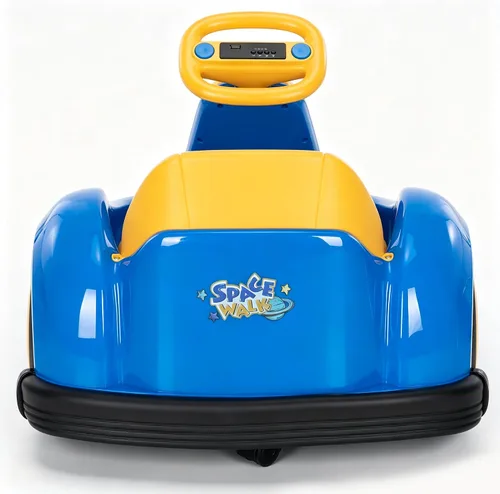 Vista 4 de coche chocón de 12V para niños pequeños con rueda grande, coche de paseo giratorio de 360° con control remoto, cinturón de seguridad, música, luces