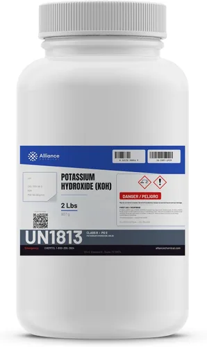 Vista 2 de Alliance Chemical Copos de hidróxido de potasio KOH - 5 libras - Base fuerte, agua de lejía, copos de soda cáustica - 90% de pureza