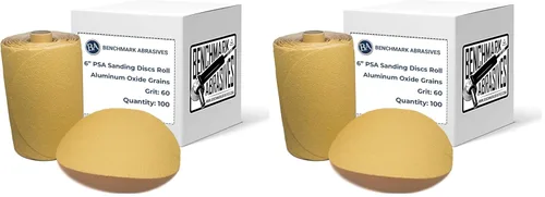 Vista 15 de Benchmark Abrasives PSA Gold - Discos de lijado autoadhesivos de 6 pulgadas con granos de óxido de aluminio, papel de lija DA automotriz, rollo