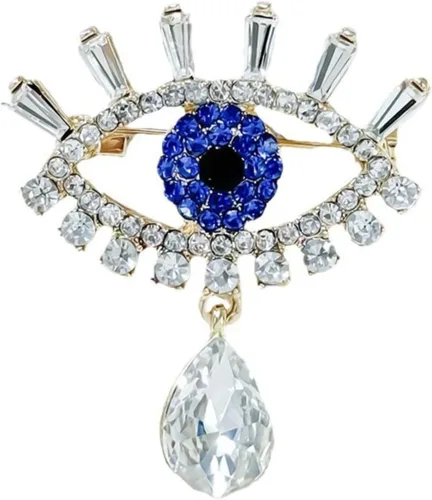 Vista 7 de Broche de ojo malvado de la suerte, perlas de agua dulce y cristal, pin de solapa vintage para boda, fiesta, graduación, broche multiusos