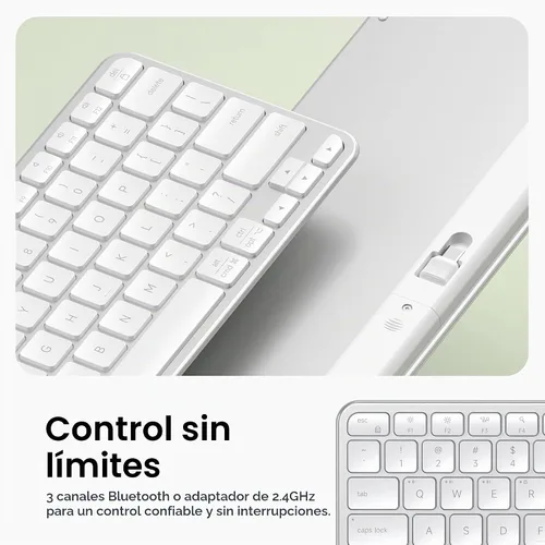 Vista 3 de Satechi Slim EX1 Teclado Inalámbrico, Teclado Compacto para Mac, Windows, Android, Conectividad Multi-Dispositivo 4-en-1 (3X Bluetooth + 2.4GHz)