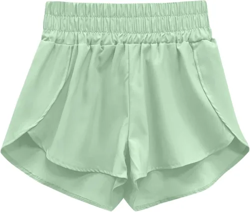 Vista 5 de Shorts for Women Solid Sporty High Waist Sports Women's Shorts Smocked Trousers High Rise Cargo Shorts Pants Green