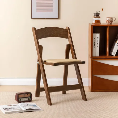 Vista 6 de Silla plegable de madera, color madera de fruta, juego de 2