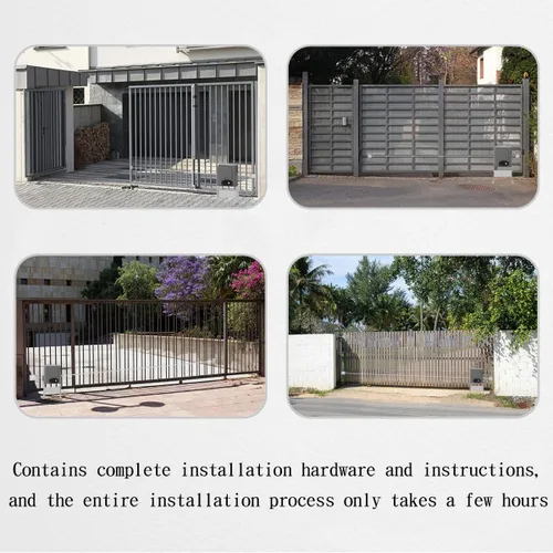 Vista 3 de Kit de operador de puerta automática deslizante con 2 controles remotos, puertas deslizantes de hasta 1200 libras y motor de puerta accionado por