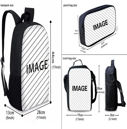 Vista 2 de Forchrinse Colorida mochila con estampado de galaxias y hongos para niños, mochila escolar casual, bolsa de almuerzo, estuche para lápices, juego