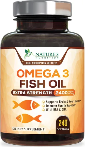 Vista 10 de Suplementos de aceite de pescado Omega 3 – 2400 mg de aceite de pescado por porción – Omega-3 de triple fuerza con ácidos grasos EPA y DHA – Apoyo