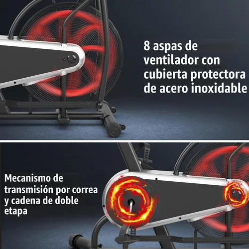 Vista 2 de Goplus Bicicleta de aire, bicicleta estática con ventilador de resistencia ilimitada, pantalla LCD transparente, soporte para tableta, asiento