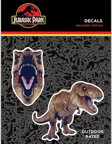 Vista 9 de Vinilo adhesivo de dinosaurios de Parque Jurásico - Juego de 2 pegatinas de vinilo impermeables de Dilophosaurus Velociraptor para coche, camión