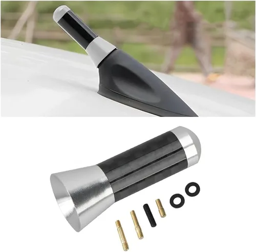 Vista 8 de Antena corta para coche, Antena aérea universal rechoncha de 3.5cm, Antena mini de coche de fibra de carbono con rosca de aleación de aluminio