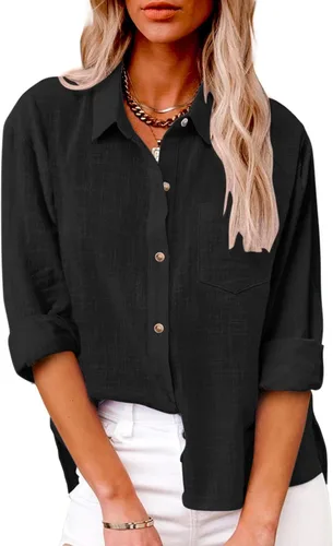 Vista 90 de SMIDOW Camisa de algodón y lino con botones para mujer