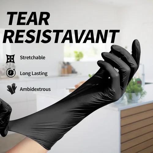 Vista 2 de Basic Guantes de examen de vinilo, guantes Safty de 4 mil sin látex y sin polvo, guantes médicos desechables SGBE 8001 Synmax pequeños