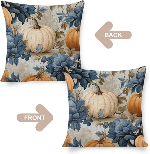 Vista 3 de Fundas de almohada decorativas con diseño de calabaza blanca en acuarela para sofá, muebles de patio, decoración del hogar, 16 x 16 pulgadas