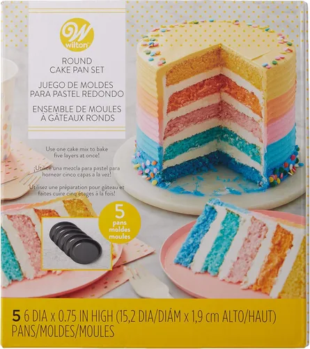 Vista 2 de Wilton Conjunto de pastel de pastel de capas de 5 piezas de fácil capas, 6 pulgadas x .75 pulgadas
