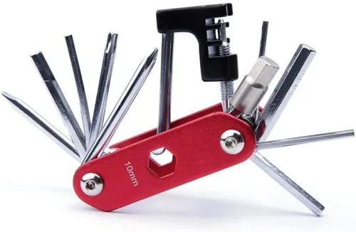 Vista 5 de WOTOW Kit de herramientas de reparación de bicicletas y bolsa de sillín de bicicleta, herramienta de cadena de bicicleta 14 en 1, llave hexagonal