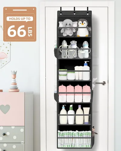 Vista 7 de STORAGE MANIAC Organizador para colgar sobre la puerta, organizador colgante de gran capacidad, bolsillos profundos transparentes detrás