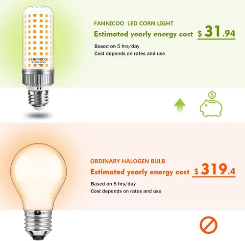 Vista 2 de Bombilla LED E26, luz de maíz de 25 W, equivalente a 200 W, 3000 K, blanco cálido, 2500 lúmenes, no regulable, sin parpadeo, para ventilador