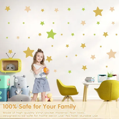 Vista 3 de Calcomanías de pared de estrellas para dormitorio de niñas, guardería, calcomanías de pared de estrellas de tono brillante, calcomanías de pared