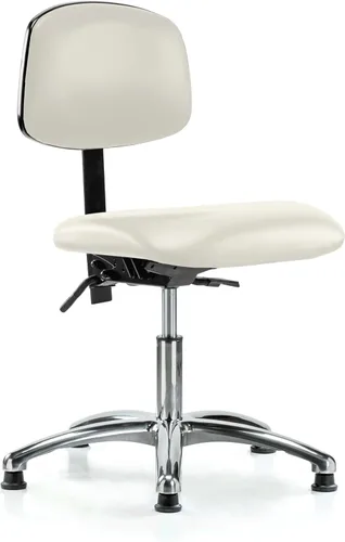 Vista 83 de Perch - Silla de laboratorio con ruedas cromadas con soporte de respaldo ajustable, altura del escritorio de 17 a 22 pulgadas, tela negra