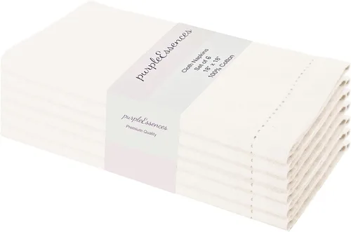 Vista 33 de PurpleEssences Juego de 6 servilletas de tela de vainica, 100% algodón, suaves, duraderas, lavables, ideales para bodas, Navidad, vacaciones