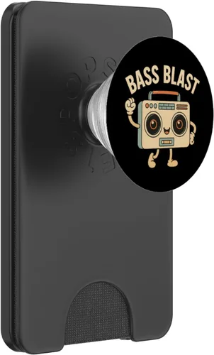 Vista 8 de Bass Blast. Retro Boombox Style, Vintage. PopSockets Adhesive PopGrip