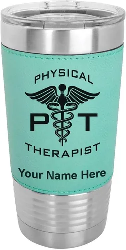 Vista 20 de LaserGram Taza aislada al vacío de 20 onzas, fisioterapeuta PT, grabado personalizado incluido (piel sintética, estilo béisbol)