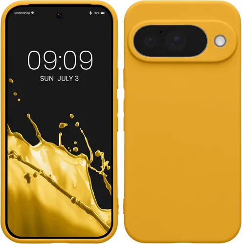 Vista 267 de kwmobile Funda compatible con Google Pixel 9 - Funda protectora delgada de TPU para teléfono - Acabado mate suave - Piedra antigua
