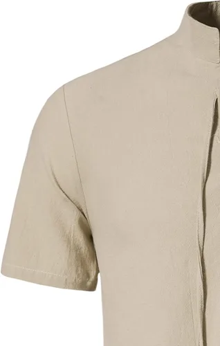 Vista 5 de LucMatton Camisas de manga corta de algodón para hombre estilo retro tradicional con cordones para medieval vikingo hippie a juego