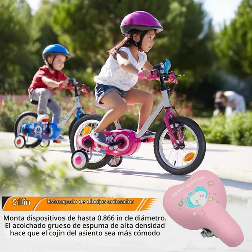 Vista 5 de Sillín de bicicleta para niños con diseño de conejo, asiento de bicicleta acolchado de espuma para bicicletas de 12 a 20 pulgadas, se adapta a