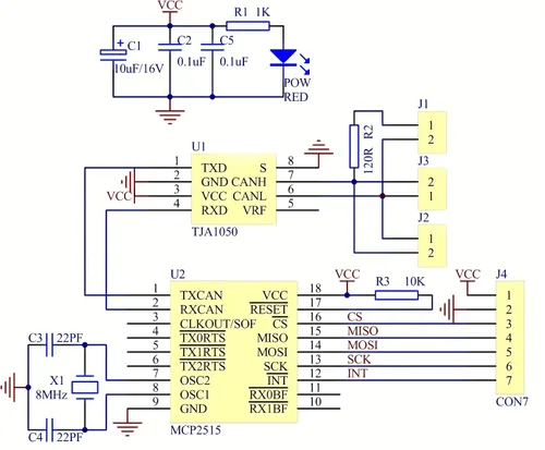 Vista 3 de WWZMDiB Módulo de bus MCP2515 TJA1050 CAN Interfaz SPI compatible con Arduino Raspberry Pi ESP32 STM (controlador de bus CAN+receptor)
